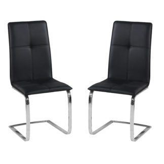 An Image of Opus Black Finish Dining Chair In Pair