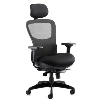 cf58f040b8670dc496369a4198e0b88bc8d955a3d48c3cda8d14a56152d8d2e9.jpg An Image of Stealth Shadow Ergo Headrest Office Chair In Black Airmesh Seat