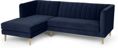 An Image of Amicie Left Hand Facing Chaise End Corner Sofa, Royal Blue Velvet