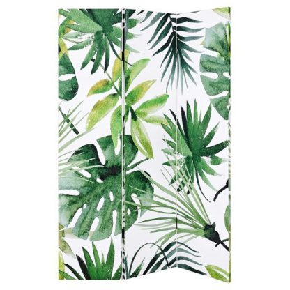An Image of Tiffany Canvas Room Divider Double Sided In Palm Leaves