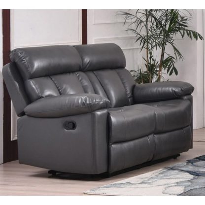 An Image of Ohio Recliner Bonded Faux Leather 2 Seater Sofa In Grey