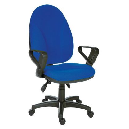 An Image of Tailings Operator Office Chair In Blue With Black Base And Wheel