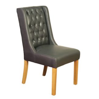 An Image of Olivia Leather Dining Chair In Grey