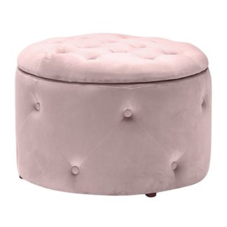 An Image of Cleo Round Storage Pouff In Pink