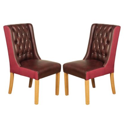 cfff3901b717e2934988bbbd90233045b37595204dfc56ccd028ccc4620cf053.jpg An Image of Olivia Burgundy And Plum Leather Dining Chair In Pair