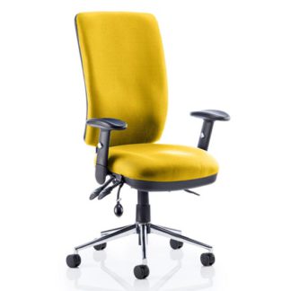 An Image of Chiro High Back Office Chair In Senna Yellow With Arms