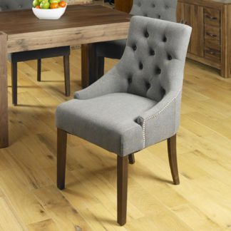 An Image of Harry Dining Chair In Slate With Walnut Legs In A Pair