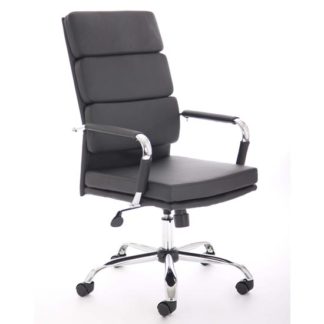 An Image of Advocate Leather Executive Office Chair In Black With Arms