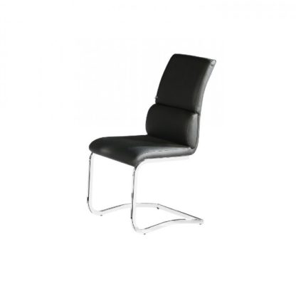 d0f1311cedfb191be7d0181cf93b5dd3edcf1d066b02e45225031516335606a0.jpg An Image of Fairmont Dining Chair In Black Faux Leather With Chrome Base