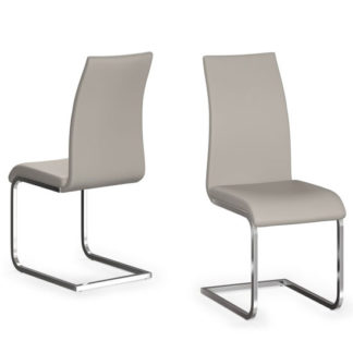 An Image of Paolo Cream Faux Leather Dining Chair In A Pair