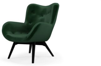 An Image of Custom MADE Doris Accent Armchair, Bottle Green Velvet with Black Wood Leg