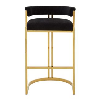 An Image of Markeb Black Velvet Bar Stool With Gold Base