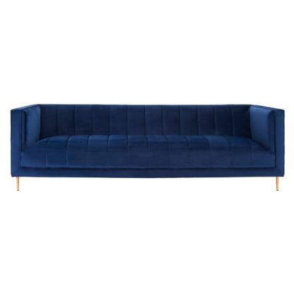 d15803ca88f57f1afcdfcd7144b44317377ec734e8909cac27d14162f841de6d.jpg An Image of Macondo Velvet 3 Seater Sofa In Deep Blue