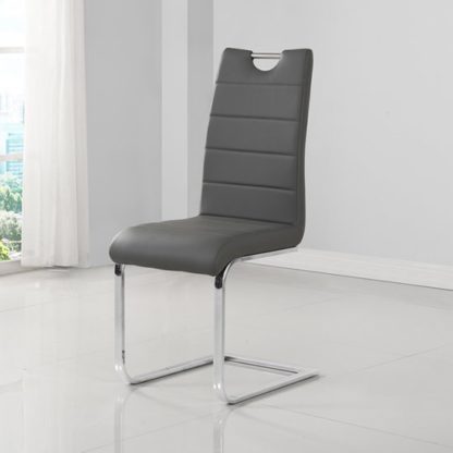 An Image of Petra Faux Leather Dining Chair In Grey
