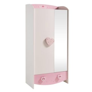 An Image of Betsy Wooden Wardrobe In White And Pink With 2 Doors