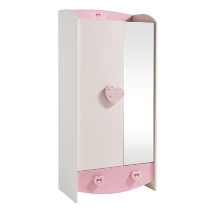 An Image of Betsy Wooden Wardrobe In White And Pink With 2 Doors