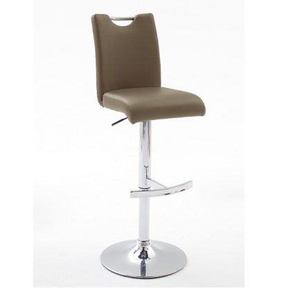An Image of Aachen Bar Stool In Cappuccino Faux Leather With Chrome Base