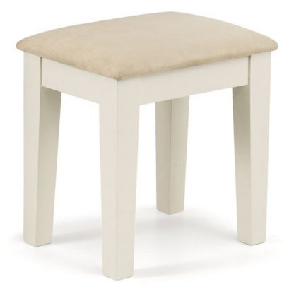 An Image of Atsabe Faux Suede Dressing Stool In Stone White Lacquer