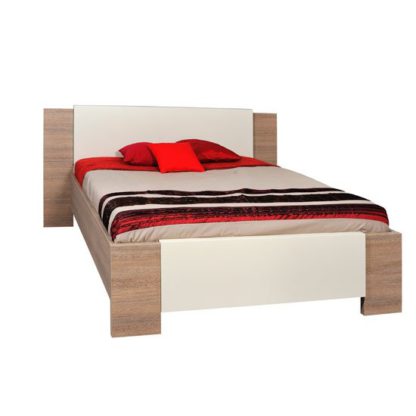 An Image of Azura Gloss Finish King Size Bed In Oak With Integrated Lighting