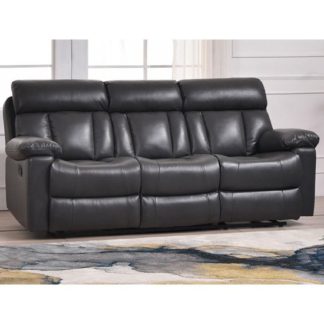 An Image of Ohio Recliner Bonded Faux Leather 3 Seater Sofa In Grey