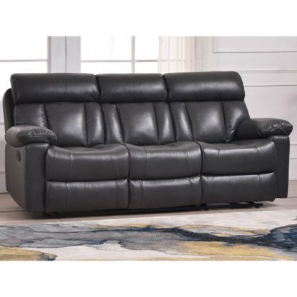 d201ebe3097547562fe7ac1db8f1bc2443b4d7303f3104427676464db73eadc5.jpg An Image of Ohio Recliner Bonded Faux Leather 3 Seater Sofa In Grey