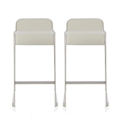 An Image of Pressley Bar Stool In Grey Faux Leather In A Pair