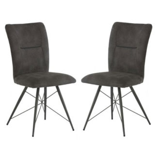 An Image of Amalfi Grey Fabric Dining Chair In A Pair
