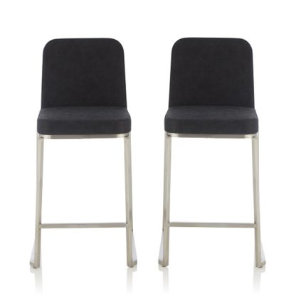 d281b81ed11c6471767ef5e68db06d3c9a5a2a2e1f2f6d19ad73e3cc337f6ee6.jpg An Image of Beckett Retro Bar Stool In Black Faux Leather In A Pair
