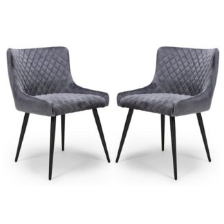 An Image of Malmo Grey Velvet Fabric Dining Chair In A Pair