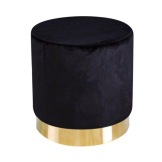 An Image of Lara Velvet Pouffe In Black