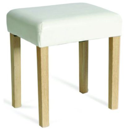 An Image of Hamilton Upholstered Stool In Ivory Faux Leather