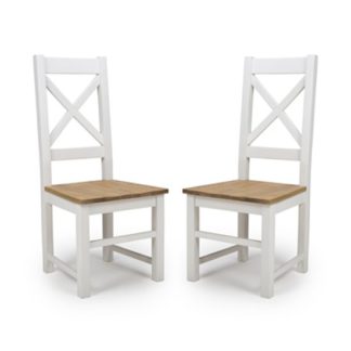 An Image of Portland Cross Back Wooden Dining Chairs In Pair