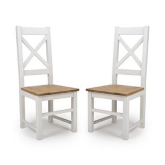 An Image of Portland Cross Back Wooden Dining Chairs In Pair