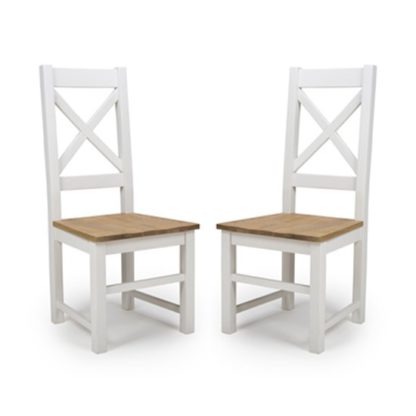 d2b5963b6be501c569c5b991cf70d54c3cfbc3d08490193666e3f93b98cf01cf.jpg An Image of Portland Cross Back Wooden Dining Chairs In Pair