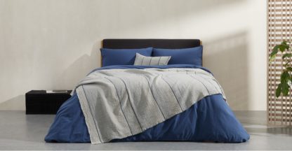 An Image of Tallis Organic Cotton Bed Throw 150 x 200cm, Indigo Blue