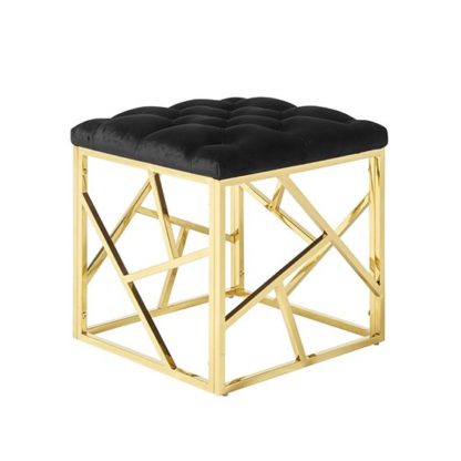 d2e85097effa9e26553451e330e5923946485a7d83c43bc8225d4419b140b840.jpg An Image of Allen Stool In Black Velvet And Gold Plated Stainless Steel Base