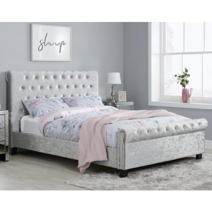 d30c018a2bda7112698f3580580f369d8b7ad2f5dfd5f1ca124d523d843b6b5f.jpg An Image of Sienna Fabric Small Double Bed In Steel Crushed Velvet