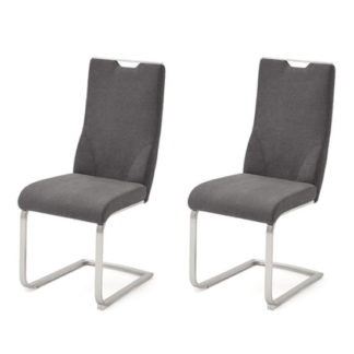 An Image of Jiulia Anthracite Fabric Cantilever Dining Chair In A Pair