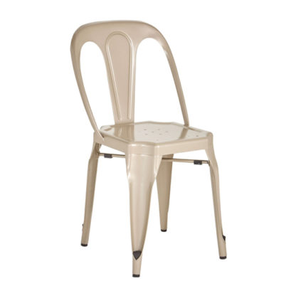 An Image of Dschubba Metal Dining Chair In Champagne
