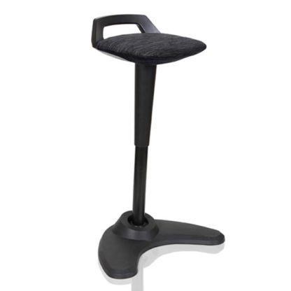 An Image of Spry Fabric Office Stool In Black Frame And Black Seat