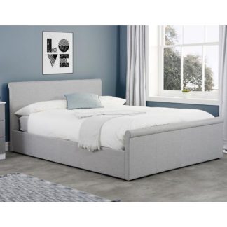 An Image of Stratus Side Ottoman Fabric Double Bed In Grey