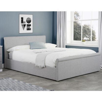 An Image of Stratus Side Ottoman Fabric King Size Bed In Grey