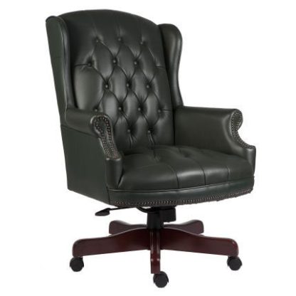 d419fd17543f55df41637e9aa1f91bc6c7c0efd04399c42ae09e01bbd577dba5.jpg An Image of Chairman Green Traditional Leather Executive Chair