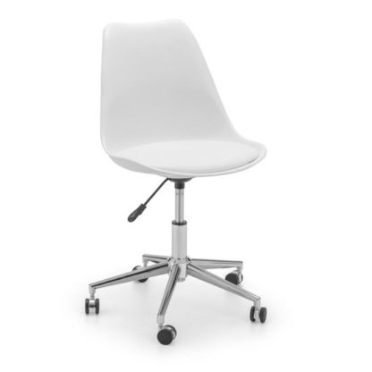 An Image of Erika PU Fabric Office Chair In White And Chrome