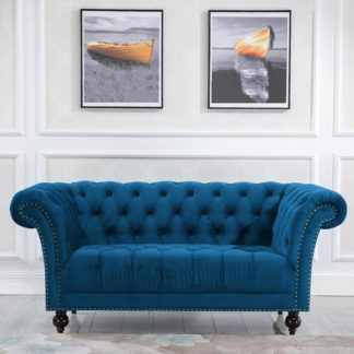 An Image of Chester Fabric 2 Seater Sofa In Midnight Blue