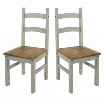 d48ca4807172cb8dca3e62adf7c80476e0703a8a49f36aa4957f2faaad4d33b4.jpg An Image of Corina Wooden Dining Chairs In Grey Washed Wax In A Pair