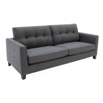 d4b184d9fb22987d14c6946b97e7ee92b94677f97d7d4c466191593555542890.jpg An Image of Rawls Fabric Three Seater Sofa In Charcoal With Wenge Finish Leg
