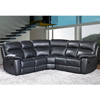 d4b45dc473dd1427535bb2ea48b104e9affa4ea16128848320c031d19f67ae13.jpg An Image of Aston Leather Corner Recliner Sofa In Black