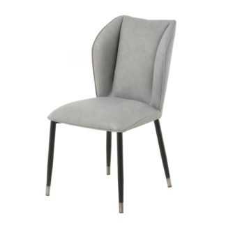 An Image of Alice Velour Fabric Dining Chair In Grey With Black Legs