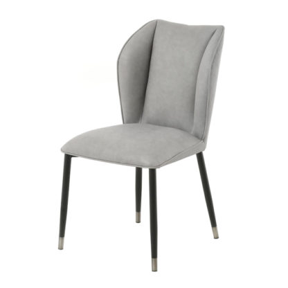 d4be8e969634de7fcaa5870074f1199f7f4dd240693367208c1e9c4353fbc8a1.jpg An Image of Alice Velour Fabric Dining Chair In Grey With Black Legs